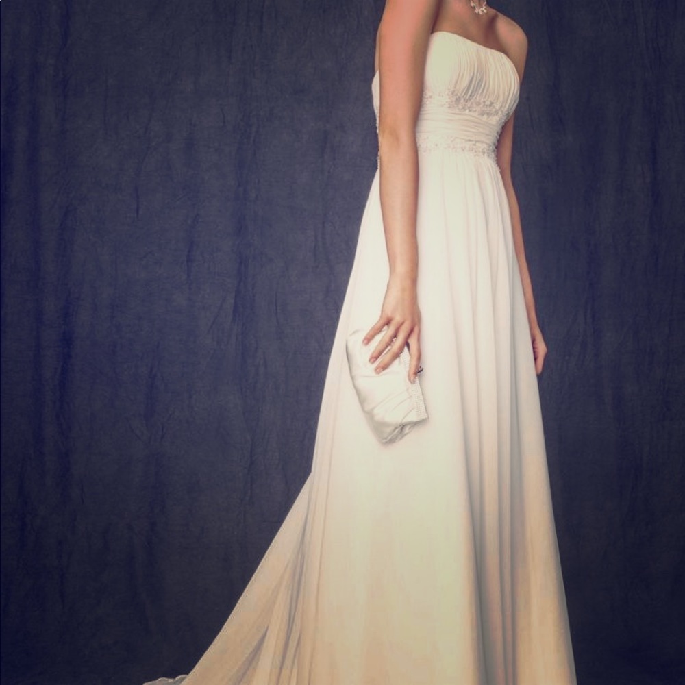 Chiffon Wedding Gown - Beaded Lace on Empire Waist